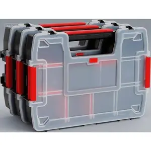 10-Compartment Plastic Storage Box, 3-Pack Small Parts Organizer with Secure Latch Lid, Portable Tool Case for Hardware Accessories, Stackable Clear Container, Durable Multi-Use Craft Organizer