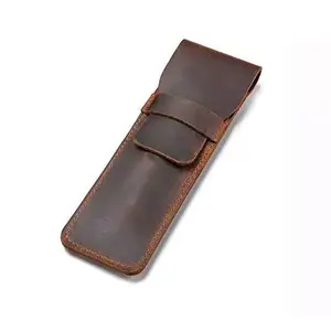 [High Quality]Daimay LEATHER Size 18-20-22-24-26-28-30Pen Case Holder Handmade Fountain Multi Pens Pouch Crazy Brown