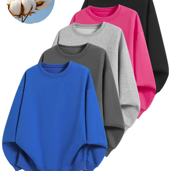Men’s crewneck pullover sweatshirt, available in multiple colors, breathable and skin-friendly, ribbed cuffs and hem, casual athletic style for commuting, versatile long-sleeve top