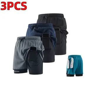 Men's Summer Layered Sports Shorts 3-Pack Elastic Waist Drawstring Running Shorts for Indoor Gym & Outdoor Running with Pockets gym outfits biker shorts gym shorts ski outfit women basketball drip gym clothes gym shorts for women pilates outfits