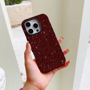 Luxury Burgundy Cheetah Print Phone Case Suitable For iPhone 17 16 16E 15 14 13 12 11 Pro Max Air X XR XSMAX 8 7 Plus Anti-Shock Hard PC Double-layer Back Cover