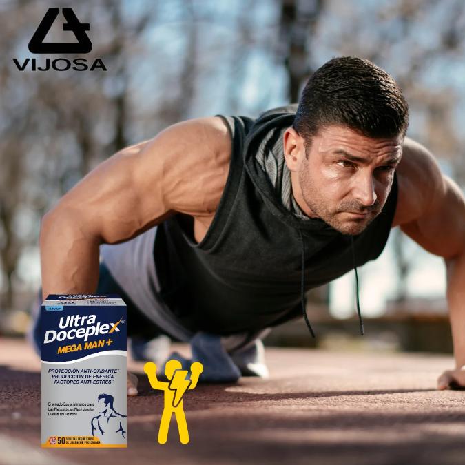 Ultra Doceplex Mega Man+ – 50 Prolonged-Release Tablets – Antioxidant Support, Energy Production, Stress Relief, and Daily Nutritional Support for Men Healthcare Fitness