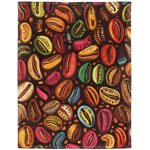 Colorful coffee bean blanket print blanket soft flannel blanket for sofa bed warm and lightweight suitable for boys girls adults 50 inches x 40 inches