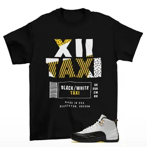 Taxi Label Jordan 12 Retro Matching Sneaker Tee Shirt Black