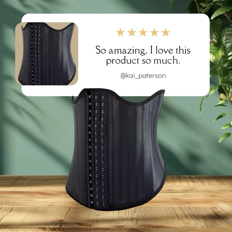 IRCA Fajas IRCA - Black Waist Trainer with Visible Straps and Design Elements