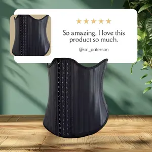 IRCA Fajas IRCA - Black Waist Trainer with Visible Straps and Design Elements