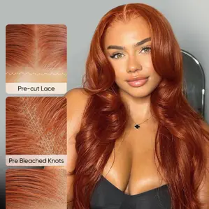 [Clearance Sale] Wiggins Hair Copper Orange Ready To Go Glueless Wig Body Wave 7x4 & 7x5 Lace Closure Wigs Human Hair Pre Cut Lace Pre Plucked Hairline Beginner Friendly