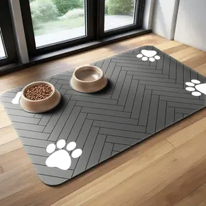 Waterproof Pet Food Mat - Super Absorbent Placemat with Non-Slip Base, Quick-Dry Design for Dog & Cat Water Bowls, Easy Clean for Hardwood & Tile Floors