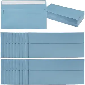 100 Pack Colorful #10 Self Seal Standard Business Envelopes for Office Checks Business Letter Mailing Invoices 4.13 x 9.49 Inches Dusty-Blue