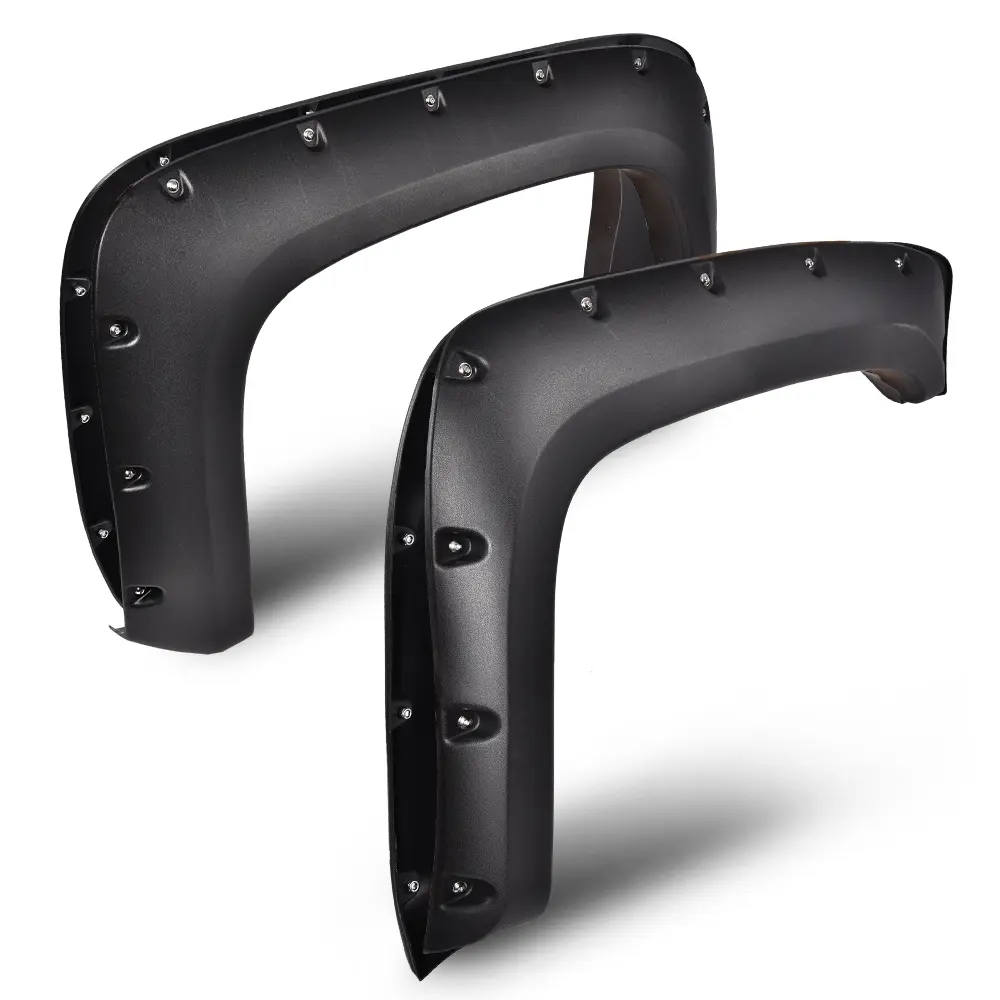 ALLGOOD 4PCS Premium Shock-Absorbent Textured Black Pocket Rivet Fender Flares - Automotive Polypropylene Car Accessories with Scratch-Resist Coat, Wheel Arch Protector Guards for Chevy Silverado 1500 2007-2013, 2500HD 3500HD 2007-2014
