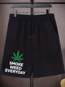 Men'S Oversized Print Drawstring Solid Color Sports Shorts with Extra Elasticity for Spring And Summer, Plus Size