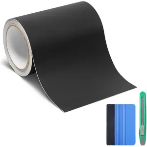 Matte Black Vinyl Wrap, Self-Adhesive Matte Vinyl Tape for Black Out Chrome Delete Window Trim,  Chrome Delete Tape DIY Film Sticker with Installation Tools (6in x 30feet)