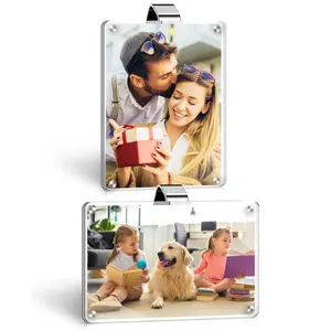 2Pcs Acrylic Magnetic Car Sun Visor Photo Holder, Personalized Car Picture Frame & Visor Clip, Sweet Family Gift - Customizable Car Accessory for Photo Display