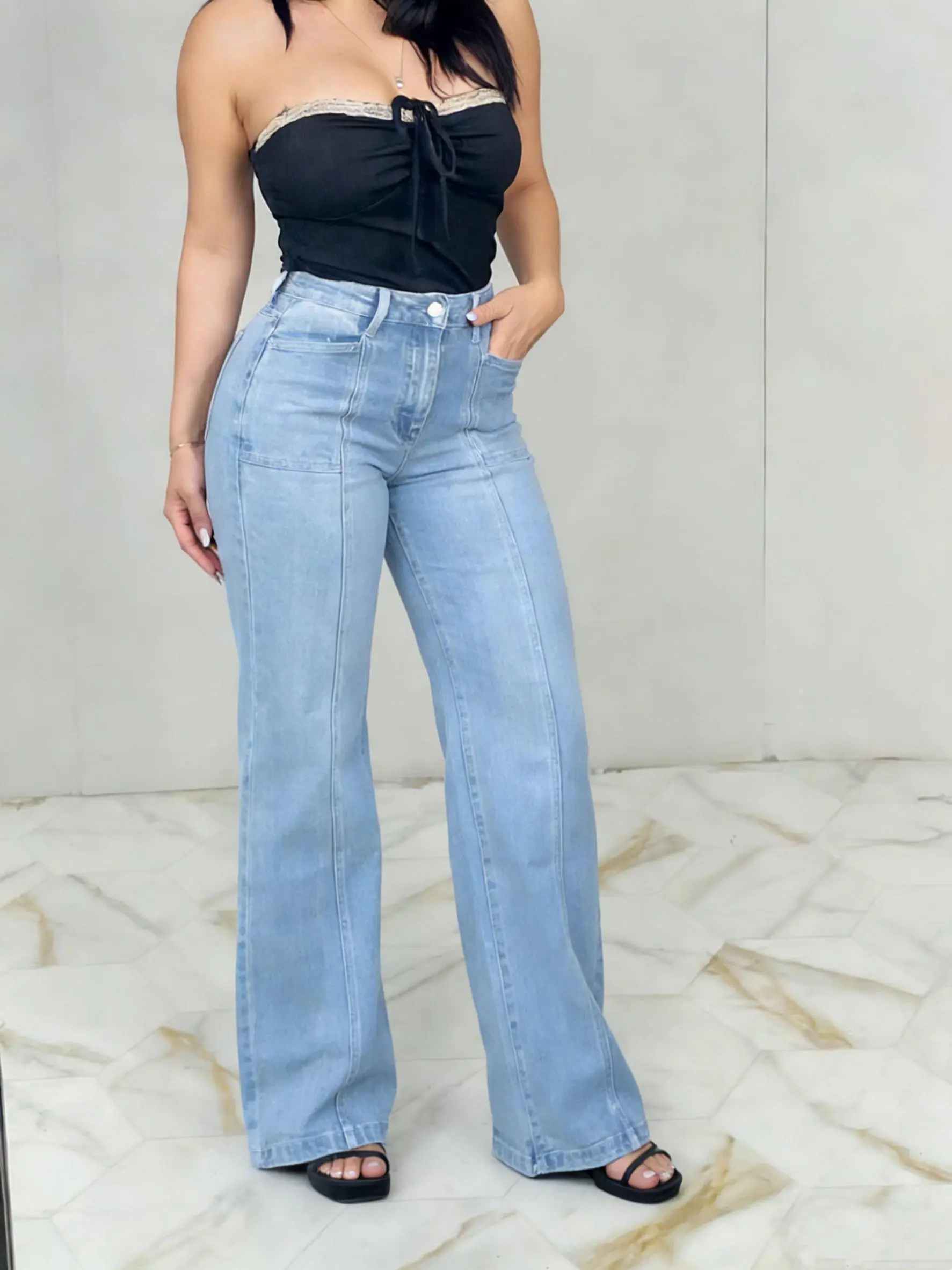 Women's Straight Leg Denim High Waist Baggy CasualStretchy Loose Jeans Wide Leg High Waisted BoyfriendJeans for Comfort
