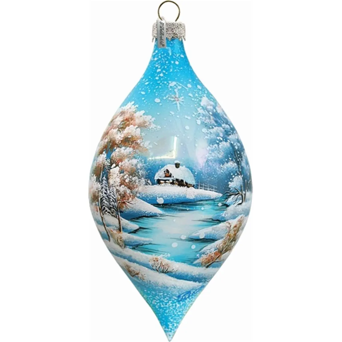 212 MAIN G.Debrekht Holiday Splendor 5.5 in. Glass Winterland Drop Decoration, Hand-Painted Glass Ornament, Transparent Landscape Design for Christmas Party Decor, Party Decoration