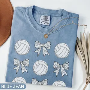 Comfort Colors® Coquette Volleyball Shirt, Volleyball Mom Shirt, Volleyball Gifts, Womens Volleyball Bow Tshirt, Cute Volleyball Lover Shirt