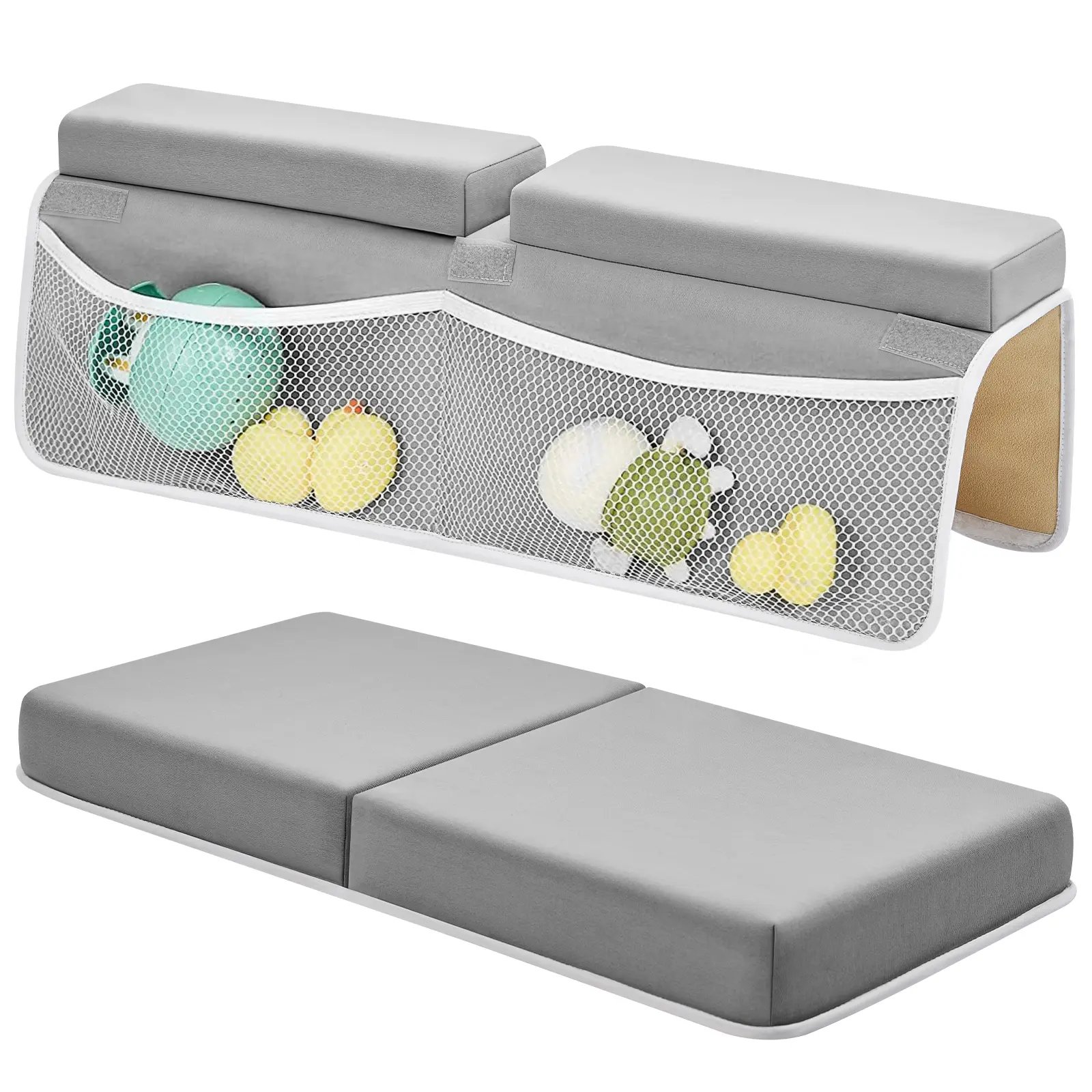 Kneeler and Elbow Rest Pad Set - 26'' Extra Long and 2.4'' Thick, Quick Dry Kneeling Pad for Bathing girls and boys with Knee & Arm Support, Foldable Bathtub Mat with Toys Organizer, Gift for Summer, Gifts