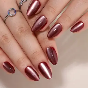 Garnet Gleam Press On Nails | CurvLife Nail | 24pcs Medium Coffin Fake Nails | Glossy Finish with Radiant Shine & Deep Hue | Easy to Apply, Comfortable & Long-Lasting | Perfect for Daily Wear, Business Meetings, Banquets & Elegant Occasions