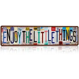 Vintage Enjoy The Little Things Street Sign Wall Decor for Bar Home Bedroom,16x4 Inch Aluminium