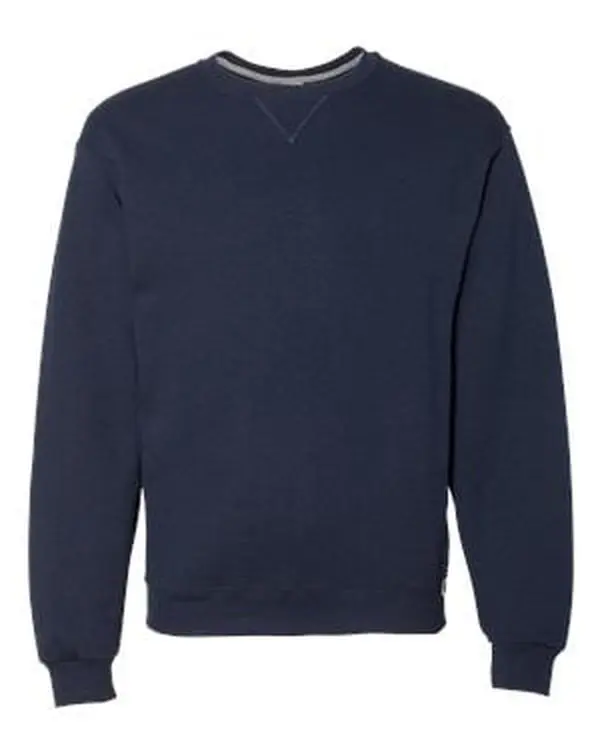 Women's Russell Athletic B60311655 Dri Power Ribbed Cotton Pullover Tops - Navy, Large, Round Neck Knitwear Clothes, Casual Fashion Crewneck Sweatshirt