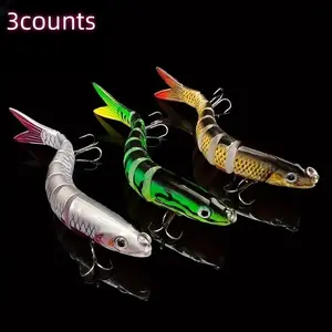 3-Piece Multi-Jointed Fishing Bait Hooks, Slow-Sinking Realistic Artificial Lure, Suitable for Bass & Freshwater Fish, Model Xinghao 101, Fishing Tackle