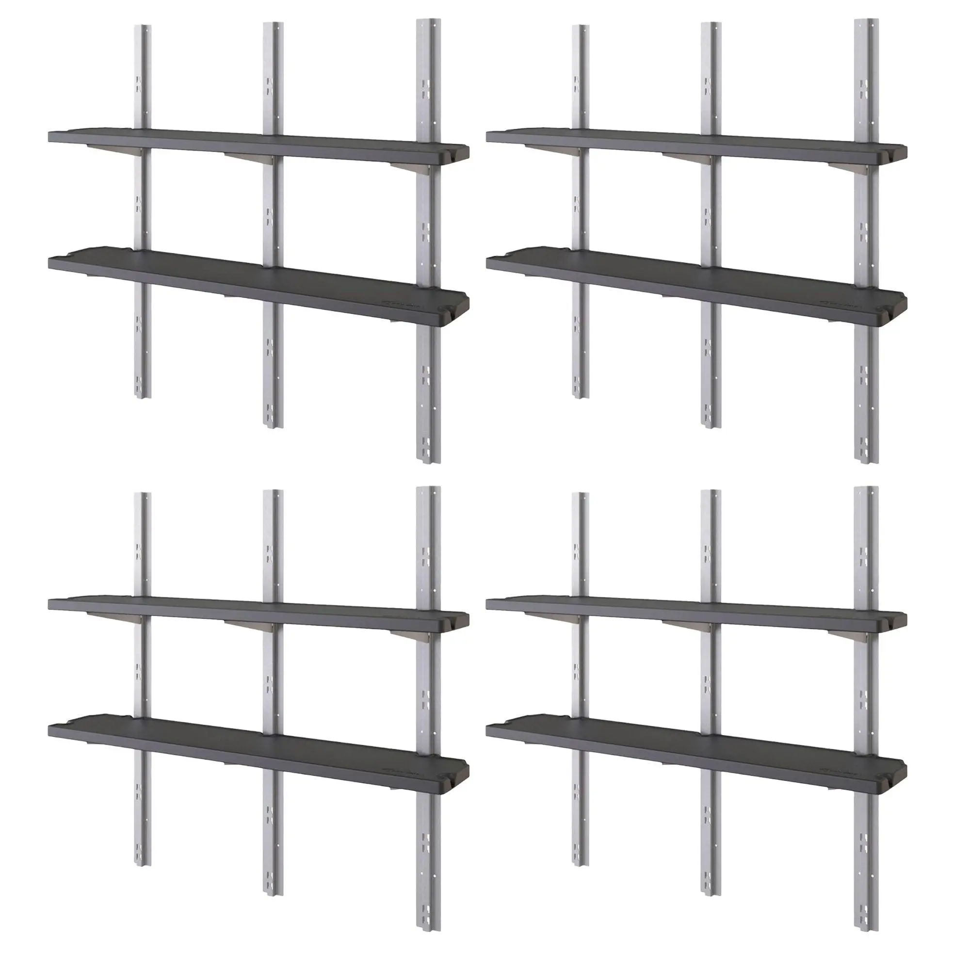Suncast Vertical Shed 8 Shelf Kit Space Saving Wall Mount Outdoor Storage, Black