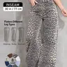 Women's Leopard Print High Waist Jeans, Loose Fit Micro Bell Bottoms Flared, Perfect for Valentine's Day, Post-Apocalyptic Style, Casual Streetwear