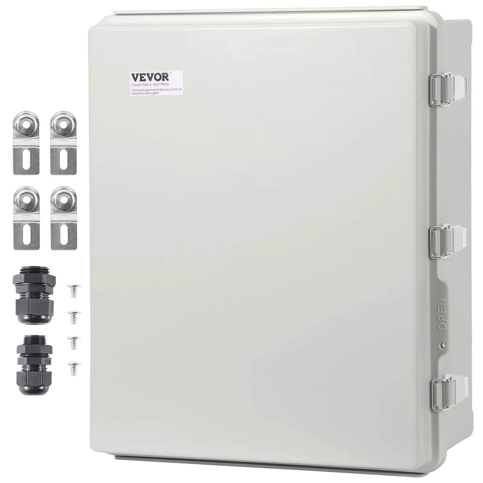 VEVOR Outdoor Electrical Junction Box, 20.87x 16.92x 7.87 in, ABS Plastic Electrical Enclosure Box with Hinged Cover Stainless Steel Latch, IP67 Dustproof Waterproof for Outdoor Electrical Projects