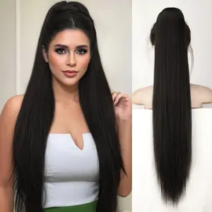Heat Resistant Long Straight Ponytail Extension for Women Natural Look High-Quality Synthetic Hair Extension 30inch Drawstring Ponytail Extension