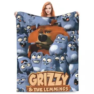 Grizzy Et Les Lemmings Blanket Coral Fleece Plush Summer Air Conditioning Breathable Ultra-Soft Throw Blanket for Sofa BedroomThanksgiving Father's Day Children's Day holiday gifts for family and children