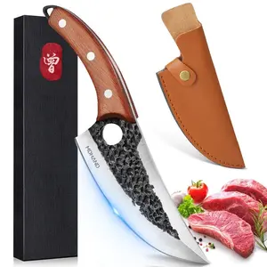 Knife Japan Kitchen Upgraded Viking Knives with Sheath Hand Forged Butcher for Meat Cutting Japanese Cooking Sharp Cleaver Chef and Outdoor Camping, BBQ#fathersdaygift