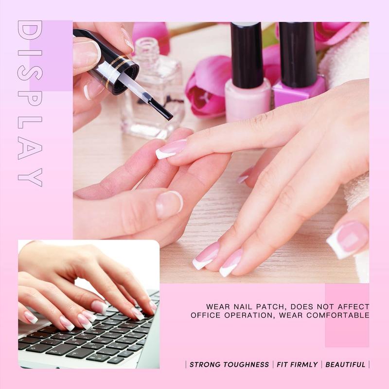 White French Nail Tips 120 PCS Short French Style Acrylic Nail Tip 12 Sizes False Nail Clear and White Press on Nails for Women