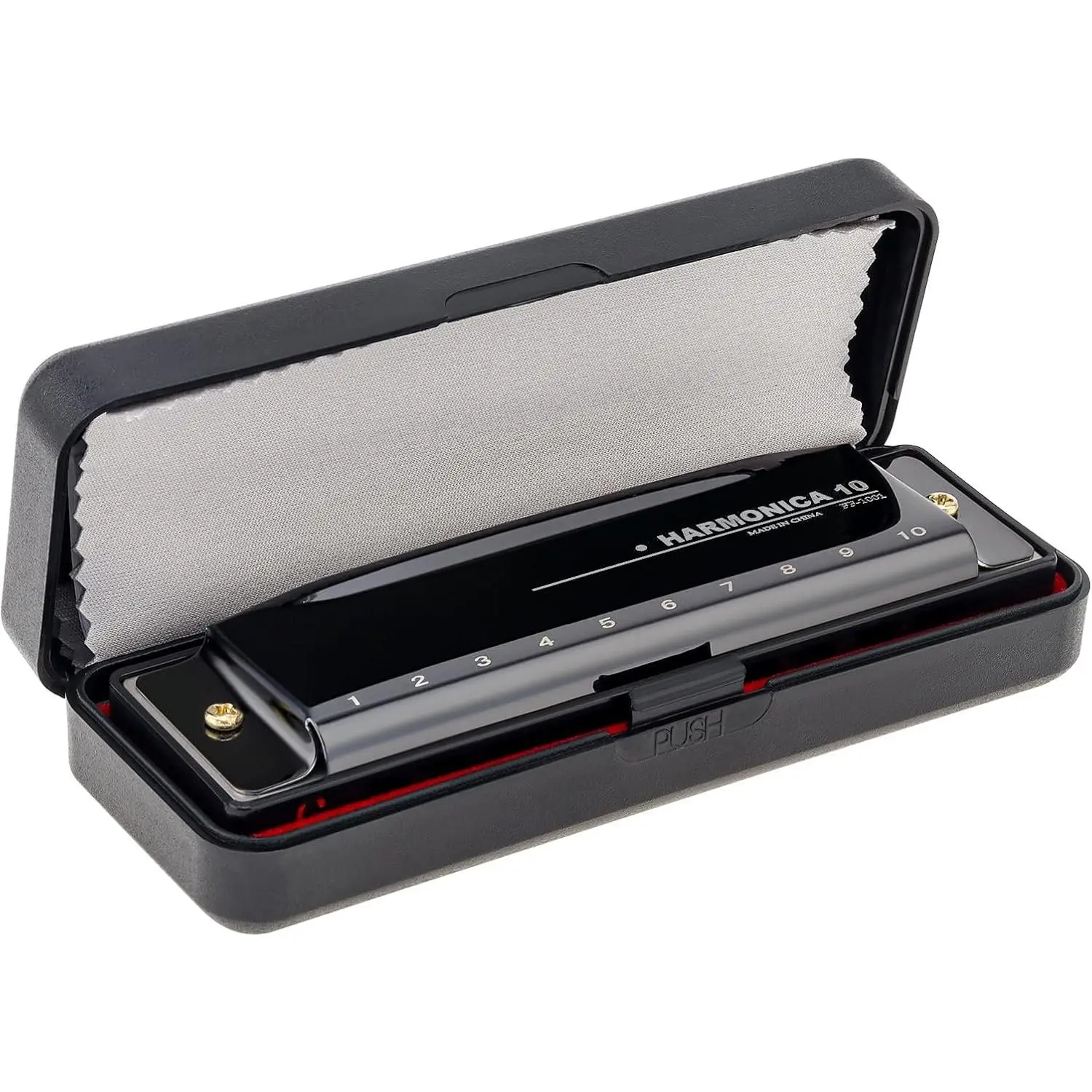 Blues Harmonica Harp Mouth Organ, 10 Holes C Key Harmonica for Adults Beginner
