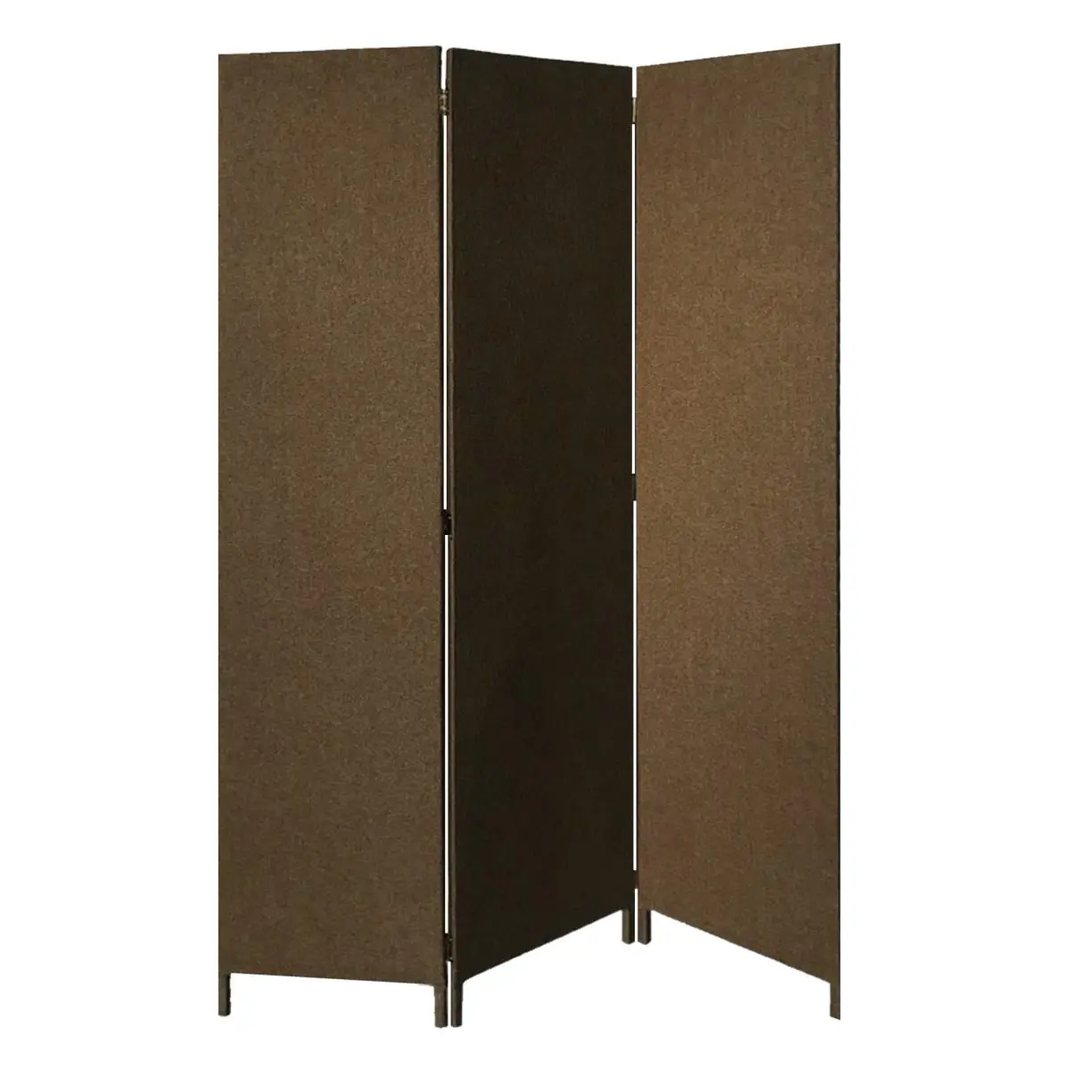 HomeRoots 370414 Contemporary Solid Lightweight Brown Fabric 3-Panel Soho Room Divider, 47x1x71 in, Easy to Store, Easy Store