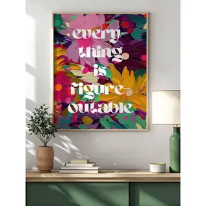 1pc, Canvas Hanging, Framed, Wall Arts, Posters, Modern, Text Posters, Quotes, Everything Is Imaginable Art Prints, Girly Wall Paintings, Fashion Wall Paintings, Abstract Floral Wall Paintings, Funky Girl Art, Inspirational Quote Art, Home Decor, Room Dec