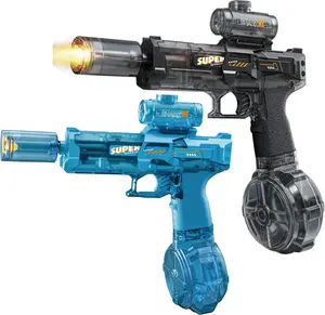 2 Pack Electric Water Blaster Toy with Light Up, Full Automatic Electric Water Squirter 28-32 FT Range Water Pistol Blaster Soaker, Summer Outdoor Pool Water Toy for Adults & Kids, Water Shooter LED Lighted Light-Up luminous flame effect