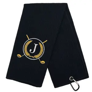 Soft Woven Polyester Golf Towel with Detachable Clip, Absorbent Quick-Drying Embroidered Golf Ball Design, Perfect Gift for Golfers, Golf Accessories