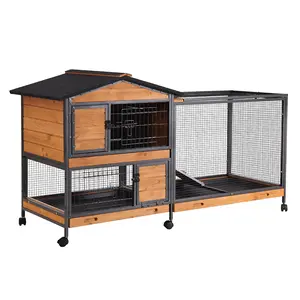 Aivituvin-AIR19-X Chew-Resistant Metal Frame Rabbit Hutch | Wheels for Easy Movement