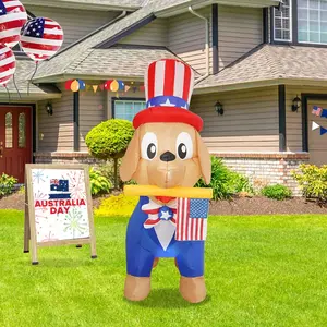 4FT 4th of July Independence Day Inflatable Dog Decor with Built-in LED Lights, Perfect for Indoor Outdoor Party Festival Patio Yard Decoration
