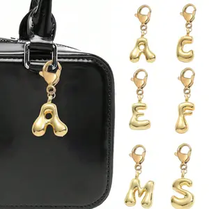 Bubble Letters Cute Chubby Necklace Pendant Bag Pendant-Lucky Crystal Pendant, Alphabet Letters A-Z, Shiny Alloy Bag And Backpack Pendant-Perfect Gift For Birthdays And Special Occasions, Key Chain Ring Bag Backpack Pendant Car Pendant Gift For Ladies And