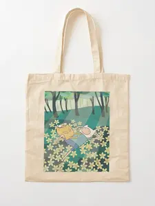 Sale up to 50%, Limited flash Deal, Field of Flowers (Adventure Time) Cotton Tote Bag
