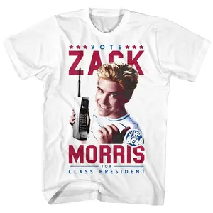 Saved by the Bell Vote Zack Morris for Class President T-Shirt, Te T-Shirt e