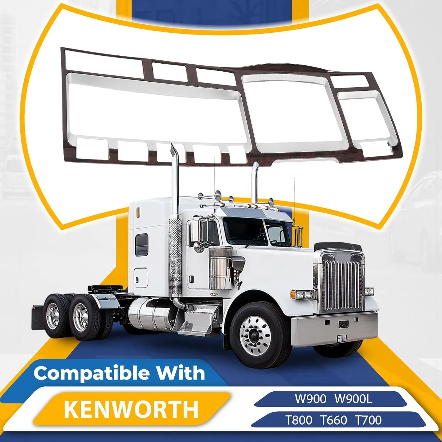 HECASA Woodgrain Dashboard Meter Cluster Bezel Trim for Kenworth T660 T700 T800 W900 W900L Trucks, ABS Plastic-Carbon Fiber Dash Gauge Panel Accessory, High-Resistance, Tool-Free Install