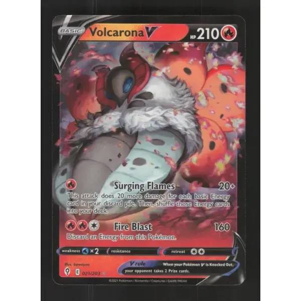 Pokémon TCG Authentic Raw Single Card - Volcarona V, Evolving Skies V Rare 021/203, Near Mint English