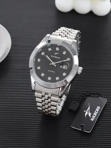 RICECGO 1 Men's Quartz Watch with Date Display, Stainless Steel Bracelet, Business Casual Fashion Wristwatch, Suitable for Business Meetings or Gift Giving