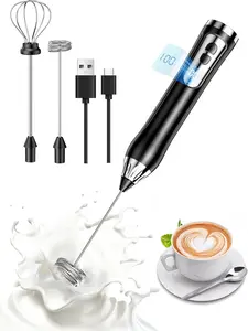 Rechargeable Milk Frother, Coffee Frother Handheld Wand, IP67 Waterproof Electric Foam Maker, High Power High-Speed Drink Mixer Foamer for Matcha, Lattes, Cappuccino DAGKHE