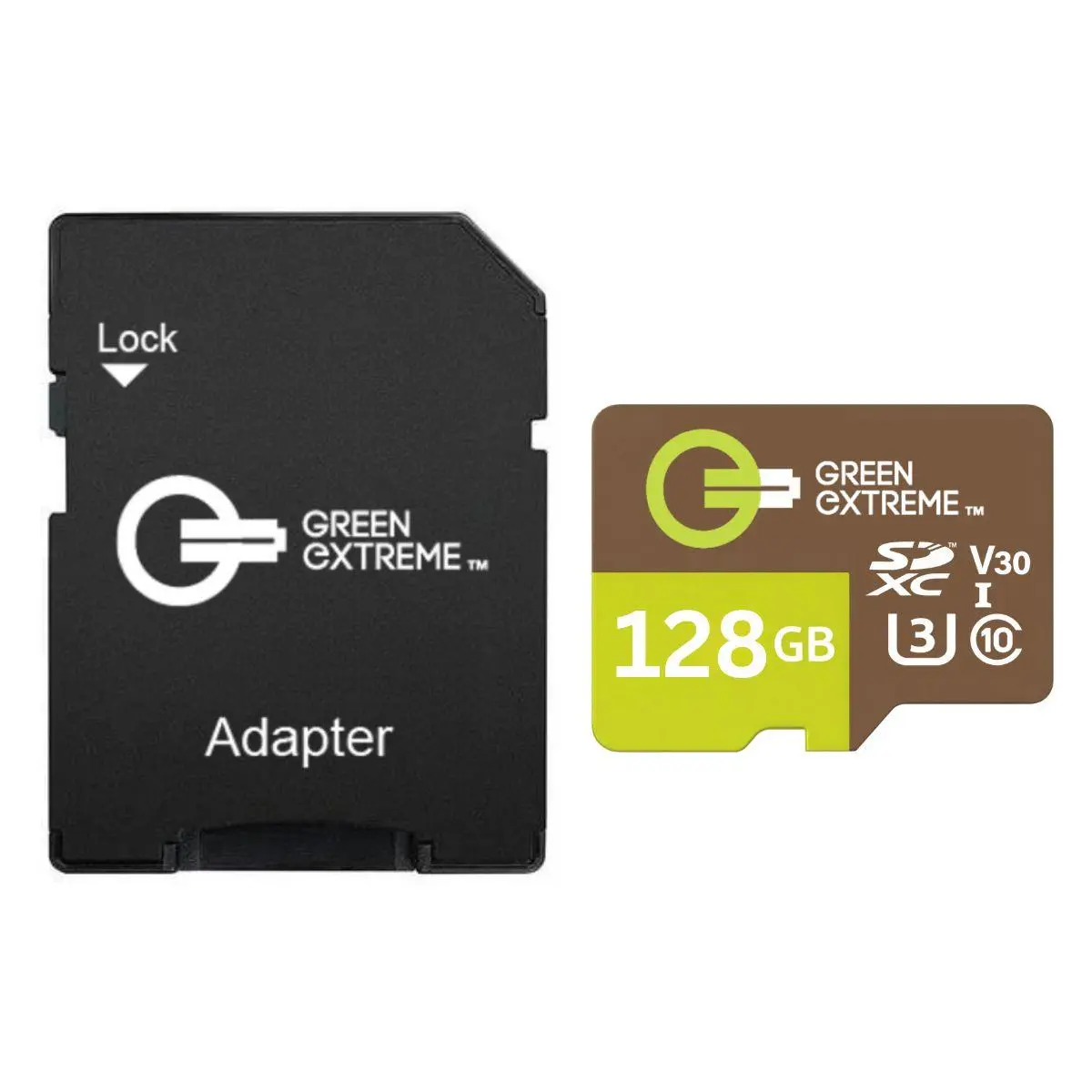 Green Extreme 128GB microSDXC Memory Card with SD Adapter, Class 10 U3, Up to 170MB/s Read Speed