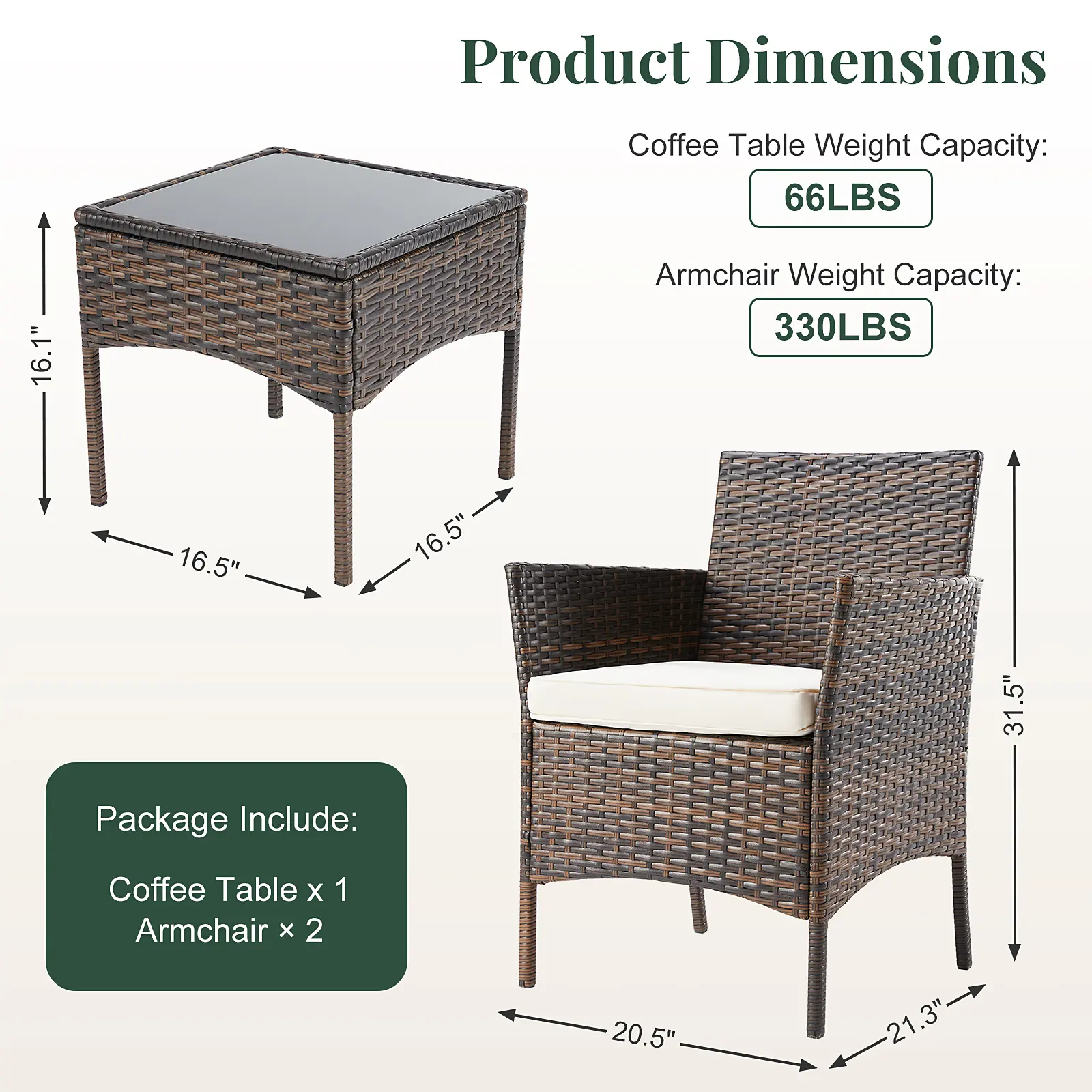 Brown - 3 Piece - 2 Single Chairs + 1 Side Table
