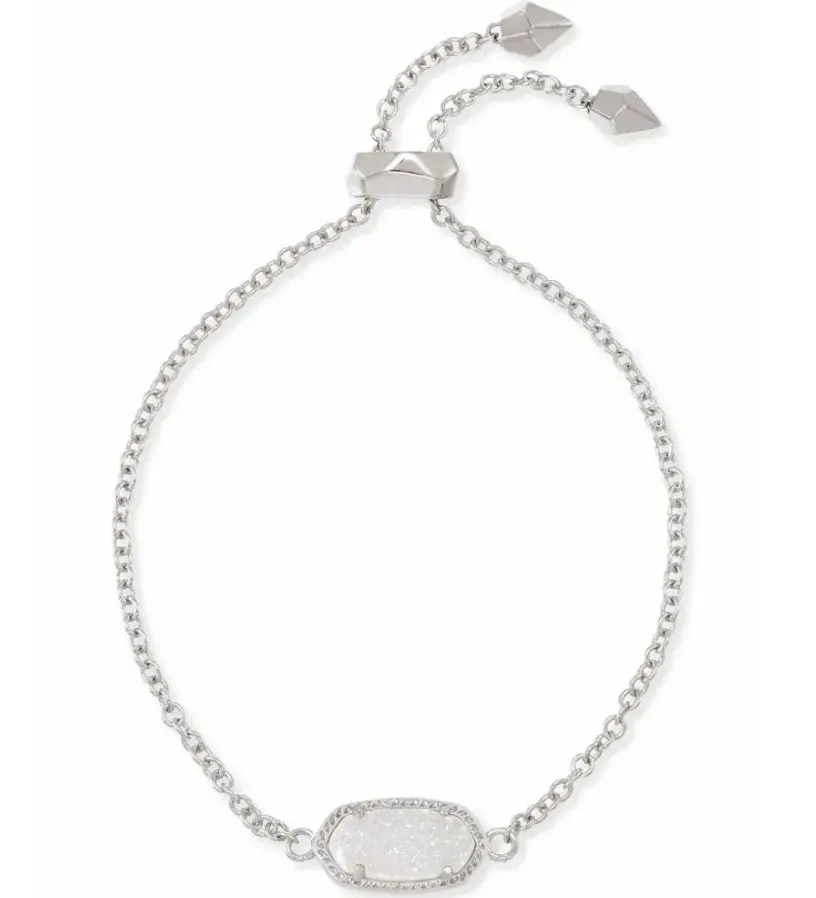 Kendra Scott Elaina Rose Gold Adjustable Chain Bracelet, Iridescent Drusy, 9 Inches, Adjustable Sliding Bead Closure for Adults' Daily Wear & Arm Party, 4217714527, Unisex, No Warning Applicable, Drusy Stone, Iridescence, 9" Length