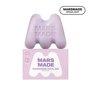 MARSMADE Glutathione Facial Bar with Rice Bran - Official Product Smoothing & Moisturizing Face Wash Soap Bar for All Skin Types - Vegan & Travel-Friendly Korean Skincare (95g, 3.35 oz)